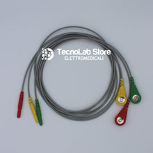 Carica l'immagine nel visualizzatore di Gallery, Set di tre cavetti con terminazioni a snap, connessioni all'apparecchio DIN 42802 da 1,5 mm: ideali per holter cardiaco, monitor e telemetria (1).