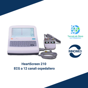 L'elettrocardiografo interpretativo HeartScreen 210 di Innomed Medical è un ECG ospedaliero a 12 derivazioni con 12 canali di stampa, ampio display touch screen, tastiera fisica alfanumerica e stampa su carta formato A4.