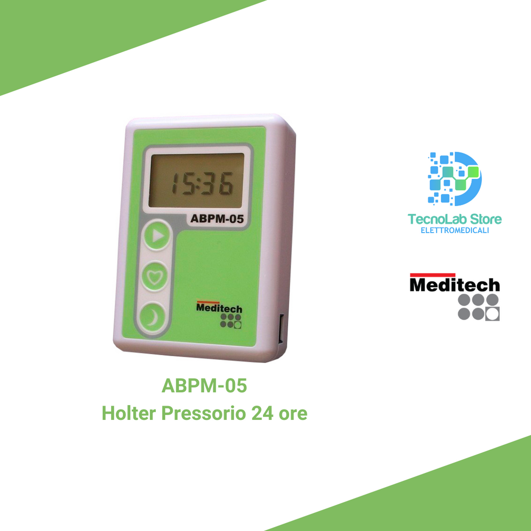 Meditech ABPM-05 è un holter pressorio leggero, preciso e silenzioso, perfetto per il monitoraggio della pressione sanguigna nell'arco delle 24 ore.